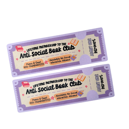 Anti Social Book Club, Ticket Bookmark