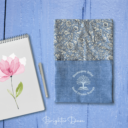 Floral Blue, Bookish Quote, Book Sleeve