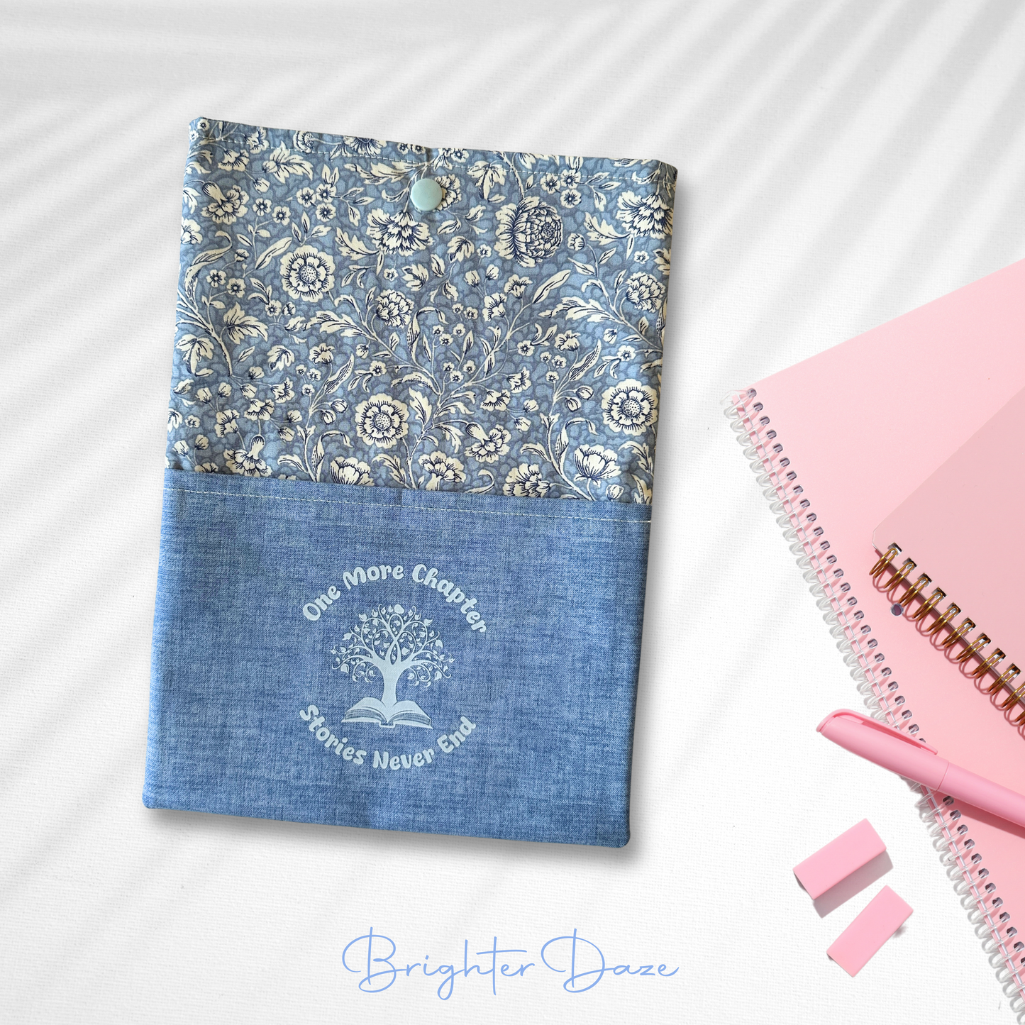 Floral Blue, Bookish Quote, Book Sleeve